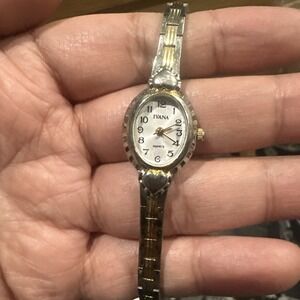 Works VTG IVANA ladies Two Tone Watch New Battery 18mm Fit Big Wrist 7.5in Runs